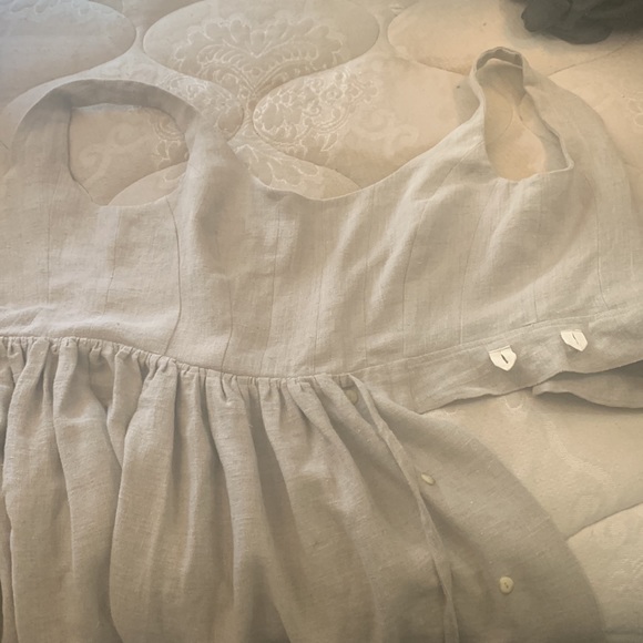 Luxe Provence Marianne Linen Dress-Jamie Beck capsule collection Stone Lg - Picture 7 of 9